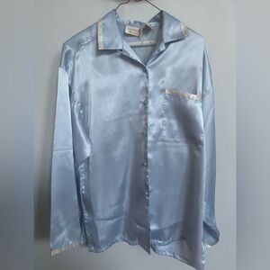 Victoria's Secret Set- pajama top & bottom Shimmering Blue- button front- size S